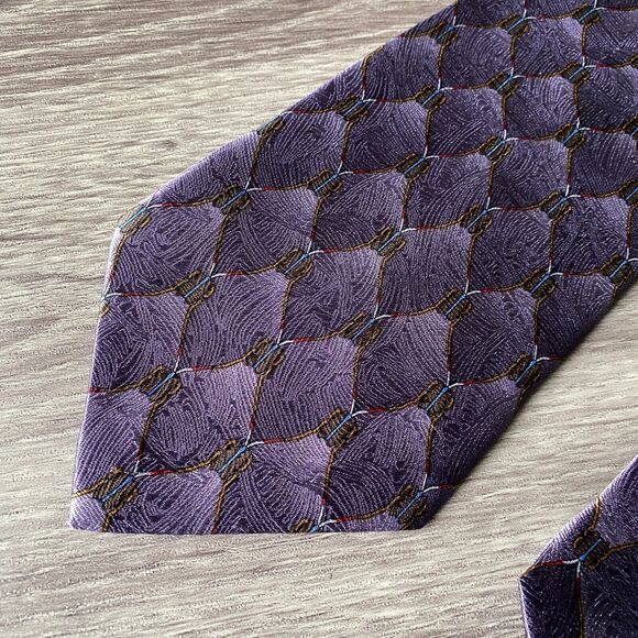 Karen Bierce The Nature Conservancy Pycanum Bug Men's Purple Necktie Handmade - Picture 3 of 8